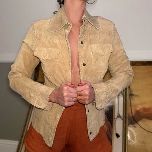 Gold Leather Suede Jacket